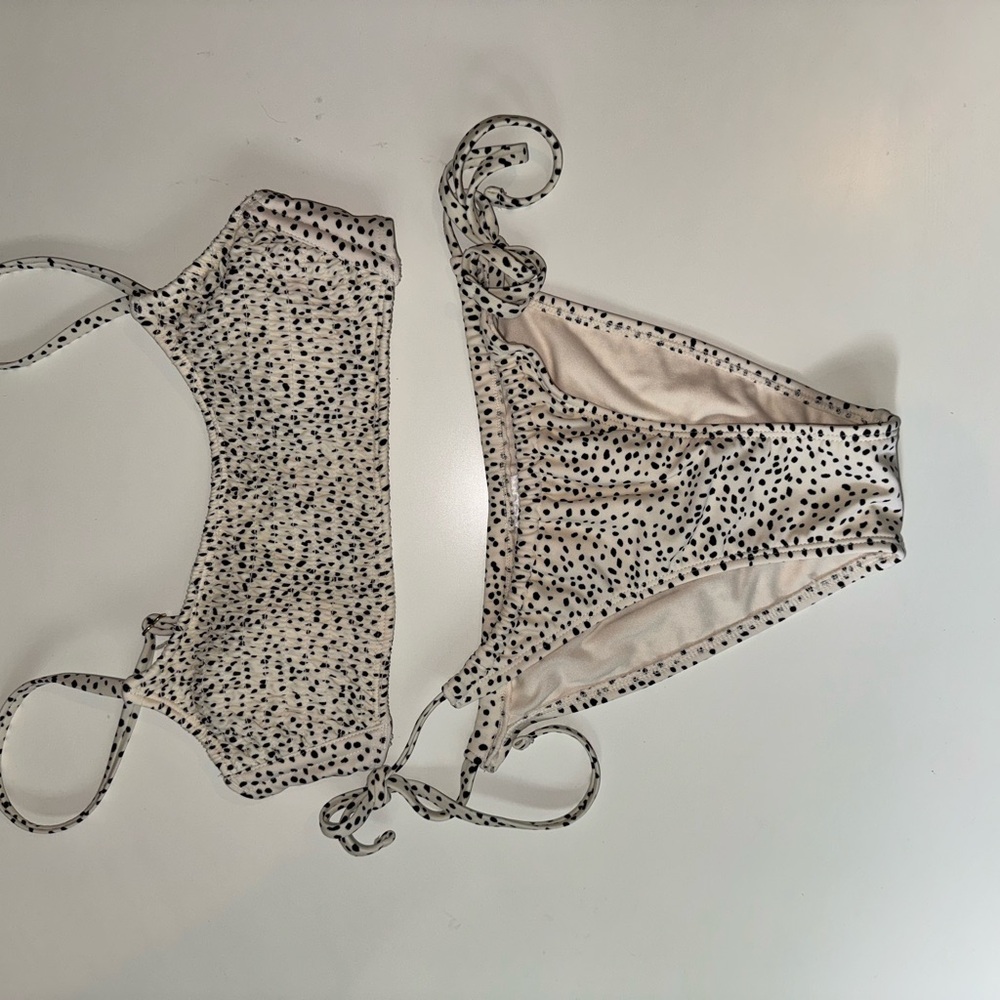 Xhilaration Cream and Black Polka Dot Bikini
